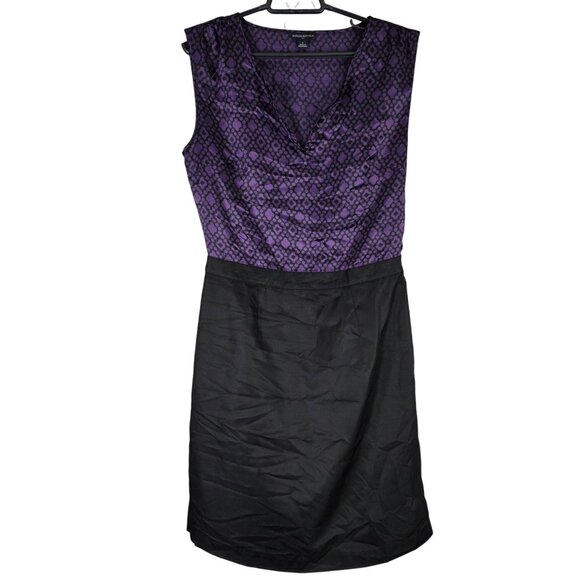 Womens Banana Republic Purple & Black Sleeveless Dress V Neck Polyester Size 4 - Picture 1 of 12